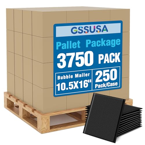 GSSUSA Black Bubble Mailers 10.5x16 Padded Envelopes 1 Pallet Pack of 3750 - color: Black, size: 10.5x16 3750PC