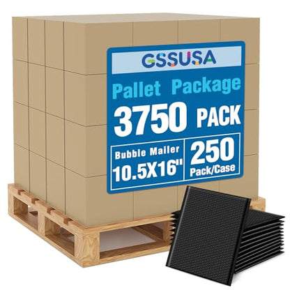 GSSUSA Black Bubble Mailers 10.5x16 Padded Envelopes 1 Pallet Pack of 3750 - color: Black, size: 10.5x16 3750PC