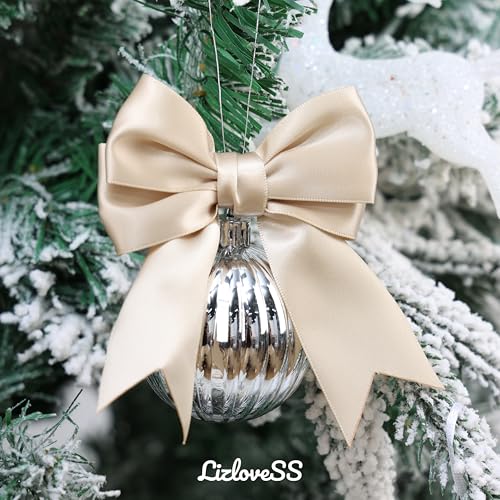 Pre-Tied Champagne Gold Bows with Twist Ties 3.5 Inch, 24 Pack - color: Champagne