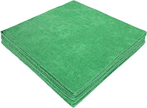 CleanAide Ultrasonic-Cut 300 GSM Microfiber Cleaning Towels, Lint-Free, Scratch-Free, Highly Absorbent, Durable & Reusable with Label-Free Edges for Auto, Home & Commercial Use, 14" x 14", 12-Pack, - color: Green