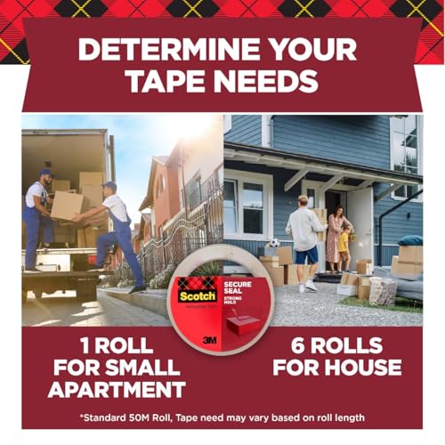 Scotch Secure Seal Packing Tape Refill, 1.88 in x 54.6 yd, 6 Rolls - style: 6 Pack