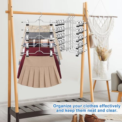 Pants Skirt Hangers with Clips 2 Pack 5 Tier
