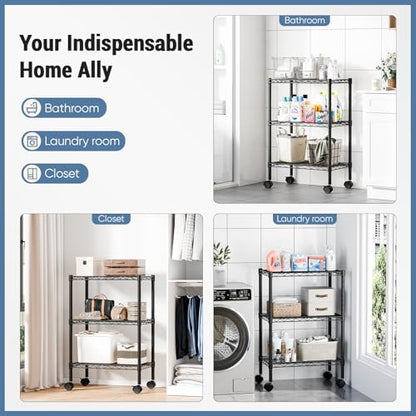 DUMOS 3-Tier Metal Storage Shelves, Shelving Unit, Storage Rack, 23.2" W - size: 3 Tiers-30"H