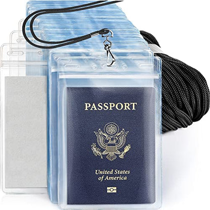 4x6” Extra Large ID Card and Passport Holder with Black Lanyard - 5 Pack