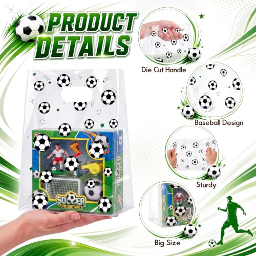 Pasimy 12 Pcs Soccer Gift Bags with Handles, Clear Soccer Plastic Treat Bag - style: Clear Soccer