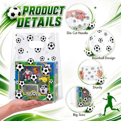 Pasimy 12 Pcs Soccer Gift Bags with Handles, Clear Soccer Plastic Treat Bag - style: Clear Soccer