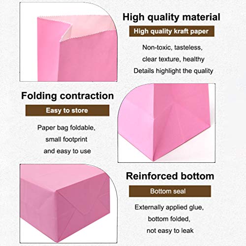 KEYYOOMY Small Pink Paper Bags Pink Goodie Bags (50 CT, 4.7x2.4x8.7 in) - color: Pink, size: 4.7x2.4x8.7 in - Small