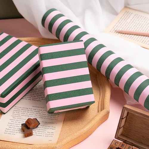 WRAPAHOLIC 30 Inch Kraft Wrapping Paper - 30 Inch x 33 Feet - Green and Pink Stripe Wrapping Paper for Christmas, Birthday, Wedding, Baby Shower - color: Kraft Stripes - Green & Pink, size: 30 inch x 33 feet