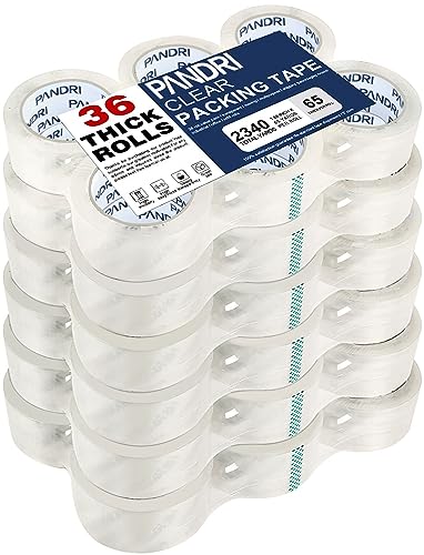 PANDRI 36 Pack Heavy Duty Packing Tape, 1.88" x 65yd Per Roll, Total 2340yd - size: 1.88 Inch 36 Rolls