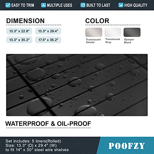 Poofzy Wire Shelf Liner 16" x 36", Set of 5 Black - color: Black, size: 16"x36" 5pcs