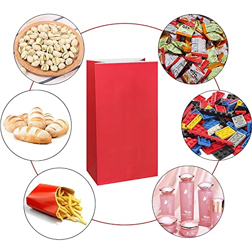 KEYYOOMY Mini Red Paper Bags Paper Lunch Bags (50 CT, 3.5x2.4x7.1 in) - color: Red, size: 3.5x2.4x7.1 in - Mini