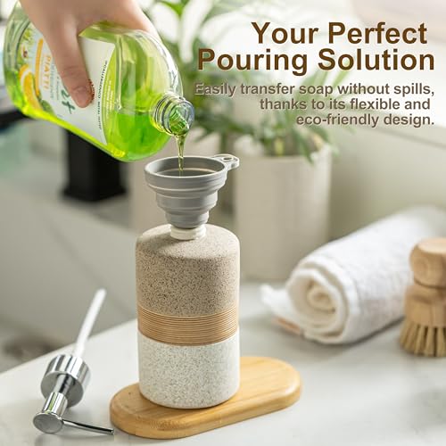 Ceramic Kitchen Dish Soap Dispenser Set with Stainless Steel Pump - color: Beige and White, size: 1xSoap Dispenser