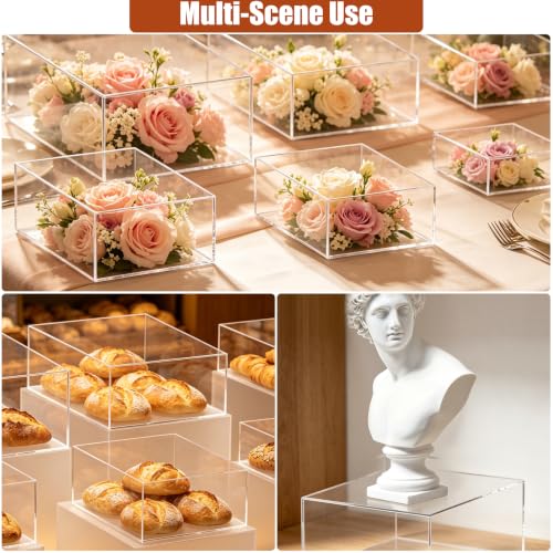 6 Pcs Clear Acrylic Display Risers 6"-11" Buffet Dessert Stands