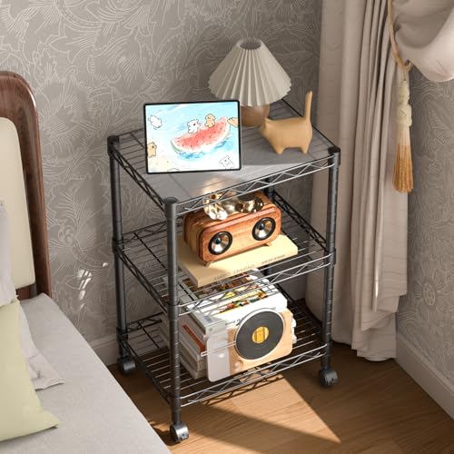 Golpart 3Tier Adjustable Storage Shelves Metal Wire Shelving Standing Shelf - color: Black, size: 3-tier-11.6"Dx17.6"Wx29.8"H