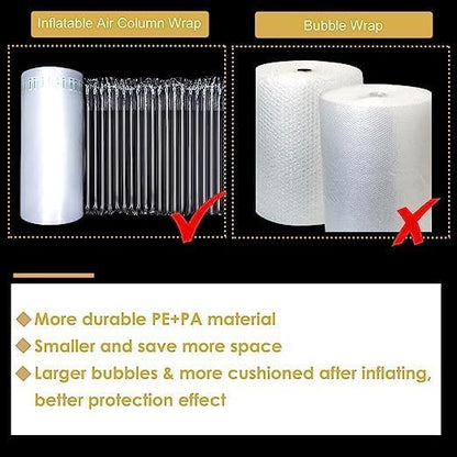 Inflatable Bubble Cushioning Wrap for Shipping Clear Air Packaging Bags Plastic Packing Bubbles Air Pillows Packing Materials Buffer Void Fill Cushioning for Moving (11.8"x164 Feet/Roll)