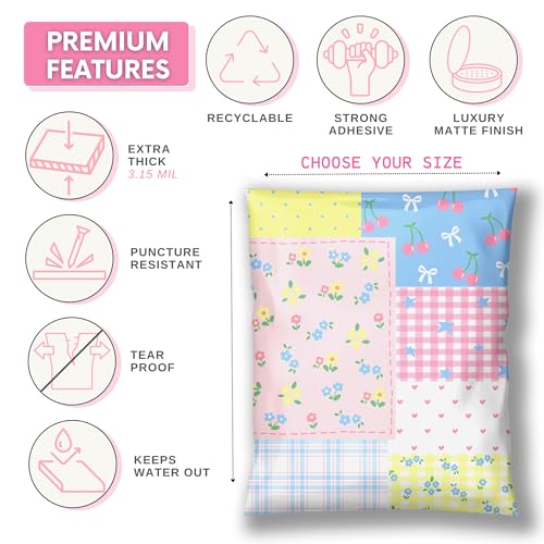 Picksie Mailers- 6x9 Designer Poly Mailers Shipping Bags Small Biz Supplies - color: Pretty Little Patchwork, size: 6x9