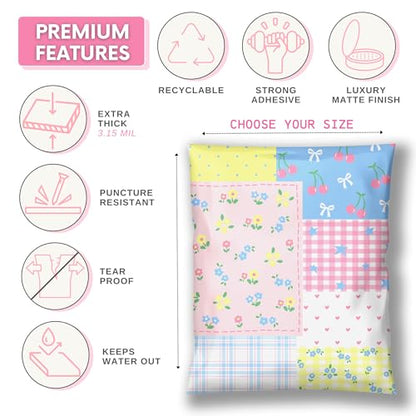 Picksie Mailers- 6x9 Designer Poly Mailers Shipping Bags Small Biz Supplies - color: Pretty Little Patchwork, size: 6x9