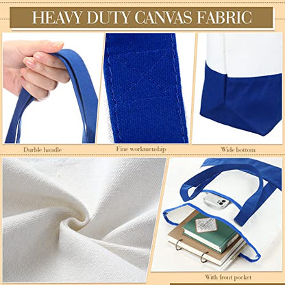 Reginary 16 Pcs Women Canvas Tote Bag 18 Inch Reusable DIY Bag,Blue White - color: Blue White
