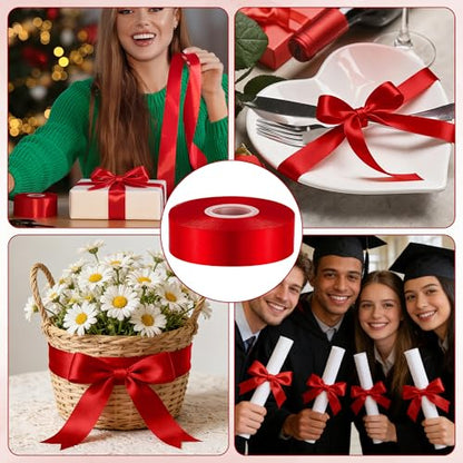 1 in 30 Yards Red Ribbon for Gift Wrapping Wedding Valentine Christmas - color: Red, size: 1 inch