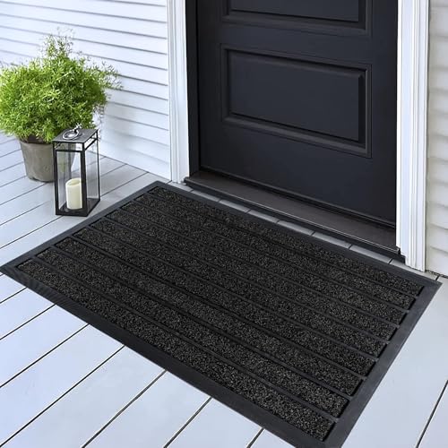 ubdyo Extra Durable Door Mat Outside Entrance (32" x 20", Bright Black) - color: Bright Black, size: 32'' x 20'' (Rectangular)