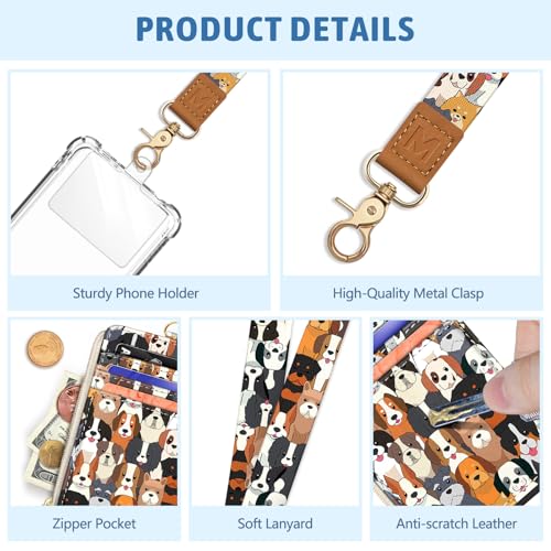 Piefly Cute Dog Lanyard Wallet with ID Badge Holder, Small RFID Keychain - color: Dog