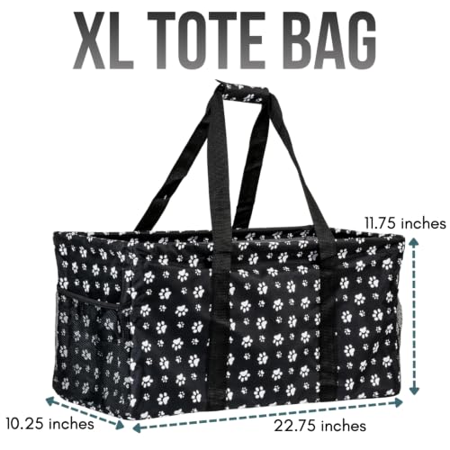 Extra Large Utility Tote Bag - Oversized Collapsible Beach Bag - Dog Paw - color: Dog Paw