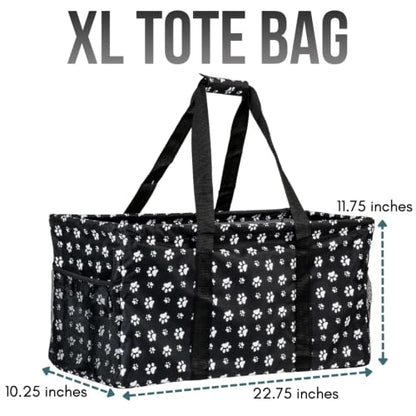 Extra Large Utility Tote Bag - Oversized Collapsible Beach Bag - Dog Paw - color: Dog Paw