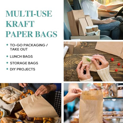 MUCHII 8 LB Paper Lunch Bags, 100 Count Brown Paper Bags, Small Kraft - size: 100Count(Pack of 1,8LB)