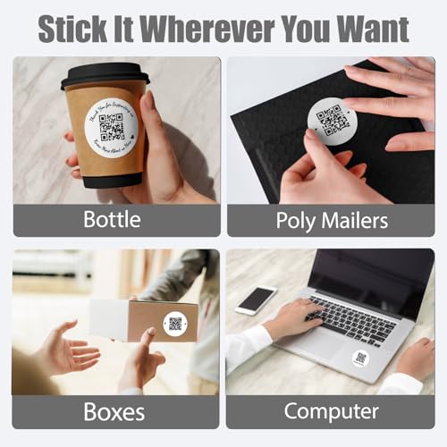 Custom QR Code Stickers - 50-1000pcs Round Vinyl Labels Sized in 1.5/2/2.5/3/4/5 inches for Business Promotion, Events and Personal Use