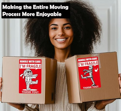 Large Funny Fragile Stickers – 6x4 inch Humorous Mummy & Dog 'Handle with Care'Packing Labels for Shipping, Moving & Gift Boxes - style: 4*6 inch fragile