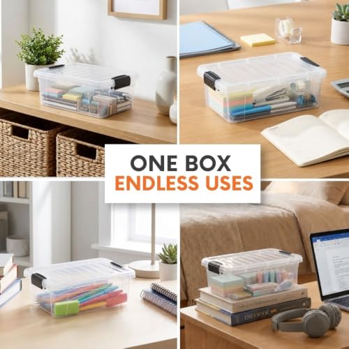 Superio 1.27 Quart Clear Plastic Storage Containers with Lids, Stackable Organizer Bins, BPA-Free Storage Boxes for Home, Office, Dorm & Classroom, 2 Pack - size: 1.27 Quart