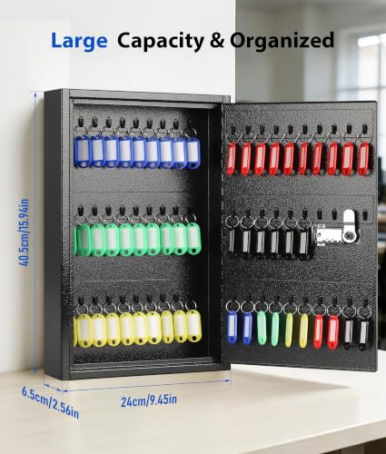 KYODOLED Key Box, 60-Key Lock Box with Combination Lock, Wall Mount, Black - color: Black-04