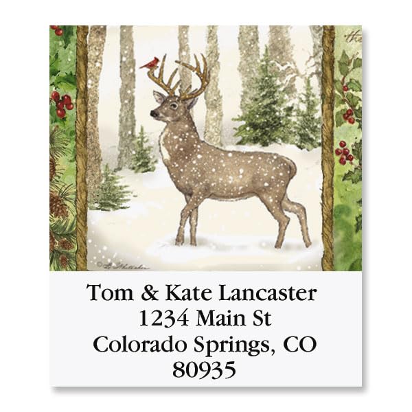 Christmas Pine Square Return Address Labels - Set of 144 1-1/2" x 1-3/4" Self-Adhesive, Flat-Sheet Labels - style: Pine
