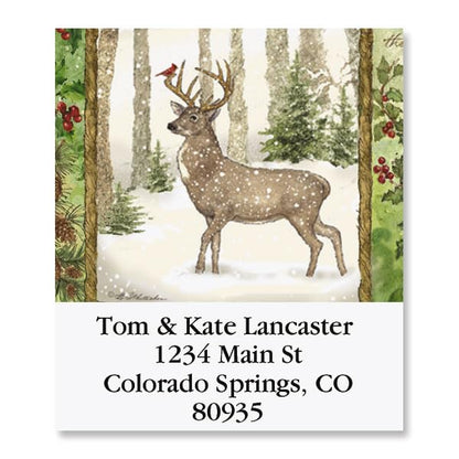 Christmas Pine Square Return Address Labels - Set of 144 1-1/2" x 1-3/4" Self-Adhesive, Flat-Sheet Labels - style: Pine