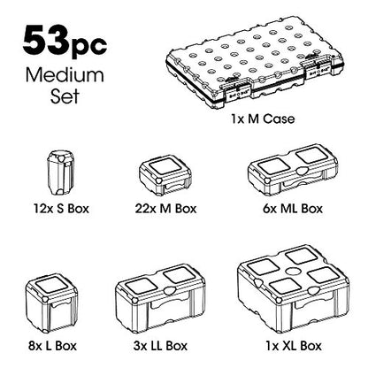DotBox Medium Set - 53 pcs - 52 Storage Boxes in a Carrying Case - size: Medium Set