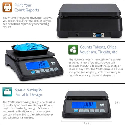 ZZap MS10 Coin Counting Scale - Money Cash Currency Weighing Machine
