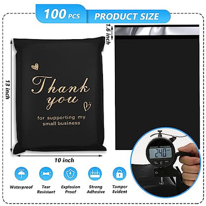 Thank You Poly Mailer 10x13 Inch 100 Pcs, Black - color: Black, size: 10x13 Inch 100 pcs