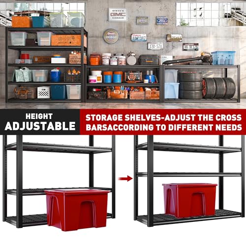 REIBII 48.2" W Storage Shelves for Garage, Adjustable Garage Shelving - size: 5-Tier, 48.2"W x 24.5"D x 72"H