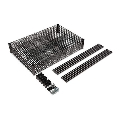 Alera ALE Industrial Heavy-Duty Wire Shelving Starter Kit, 4-Shelf, 36w x 24d x 72h, Black - color: Black, size: 36w x 24d x 72h