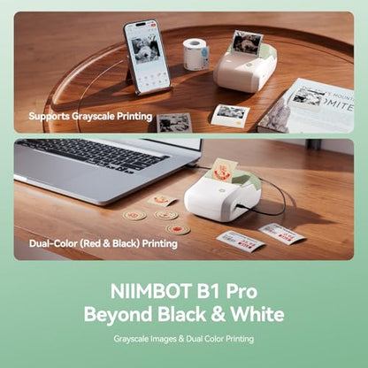 NIIMBOT B1Pro Label Maker, 300DPI HD Sticker Printer for Photo, Green - color: Green
