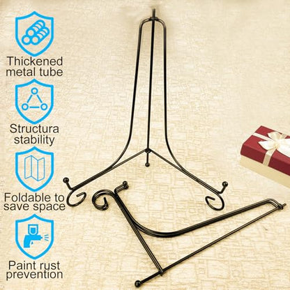 HENABLE 4PCS Premium Black Iron Plate Stands for Display Large 10 Inch - size: 4PCS 10IN