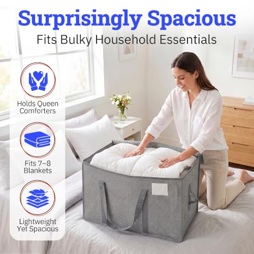 DURASACK Collapsible 26-Gallon Storage Bags – Tear-Resistant, Moisture-Resistant, Foldable Home Organization Bags – Charcoal, Pack of 2 - color: Charcoal