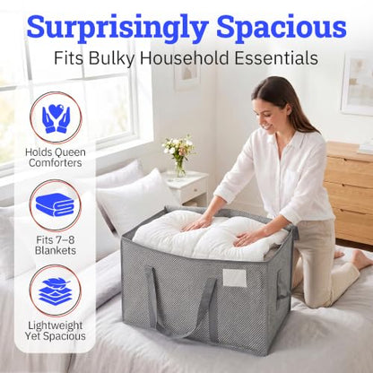 DURASACK Collapsible 26-Gallon Storage Bags – Tear-Resistant, Moisture-Resistant, Foldable Home Organization Bags – Charcoal, Pack of 2 - color: Charcoal