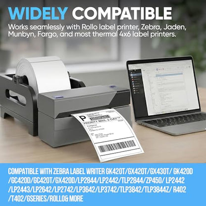 4"x6" Direct Thermal Label Roll, Shipping Labels with Perforated, Commercial Grade for Thermal Printer, 500 Labels/Roll, 4 Rolls (2,000 Labels Total) - size: 500*4 Roll Labels