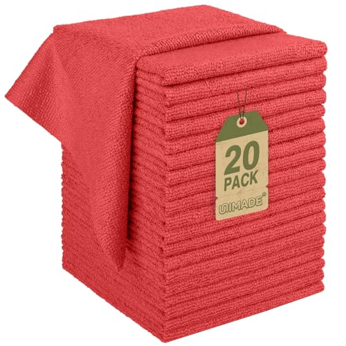 UNIMADE Microfiber Cleaning Cloth, 20 Pack Reusable Microfiber Towels - color: Red, size: 20PK