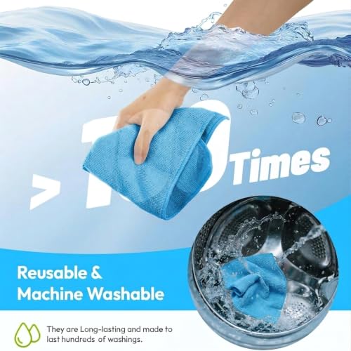 Microfiber Cleaning Cloth 12 Pack, 12 x 12 Inch,Blue - color: Blue