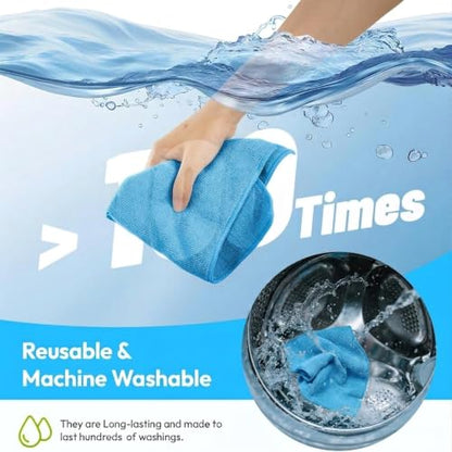 Microfiber Cleaning Cloth 12 Pack, 12 x 12 Inch,Blue - color: Blue