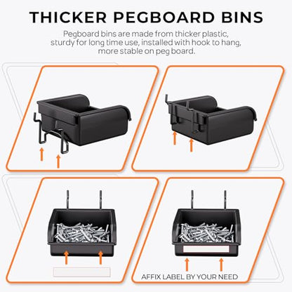 INCLY 220PCS Pegboard Accessories Organizer Kit for 1/4 Inch Pegboard - size: 220PCS
