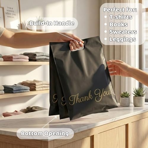 Donyson Black Poly Mailers with Handle, 10x13, 100 Pack, Shipping Bags - color: Black, size: 10x13 (100 Pack)