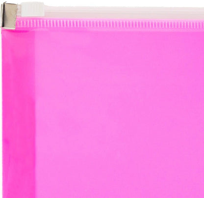 JAM PAPER Plastic Envelopes with Zip Closure - Letter Booklet - 9 3/4 x 13 - Hot Pink - 3/Pack - color: Pink, size: Letter Size - 3 Pack